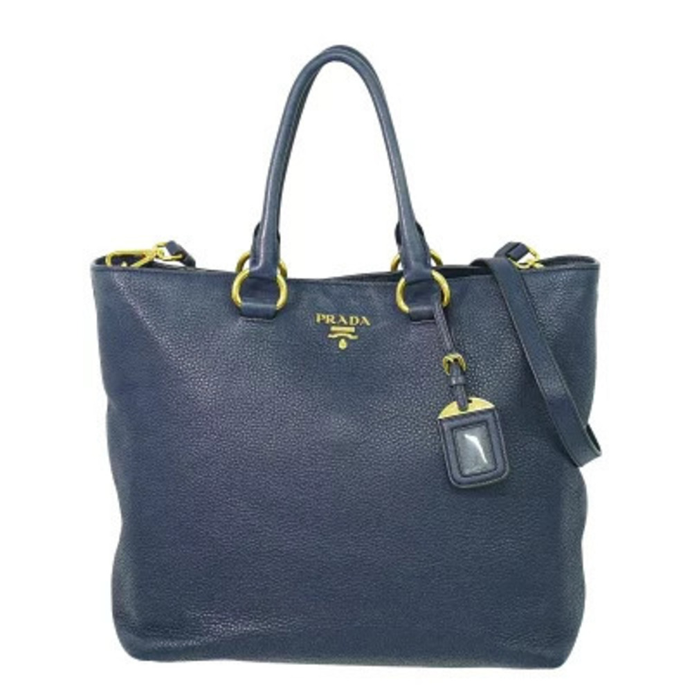 Prada Vitello Daino Shopping Leather Tote Bag Blue